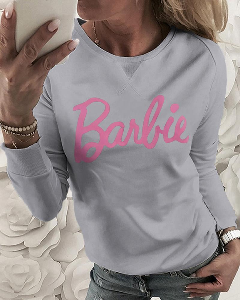 

Letter Print Round Neck Casual Sweatshirt