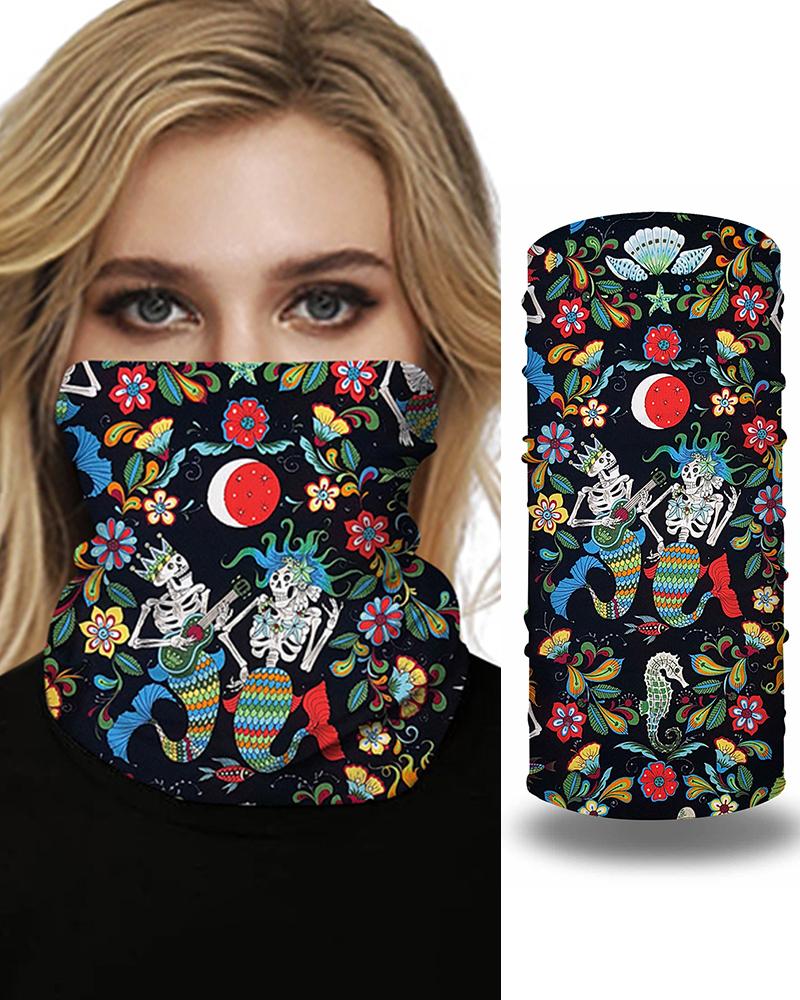 

Print Breathable Face Bandana Magic Scarf Headwrap Balaclava, Black