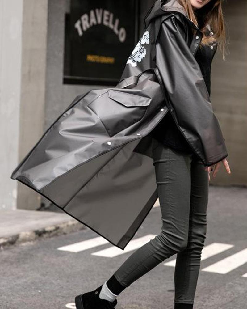 

Logo Print Raincoat, Black