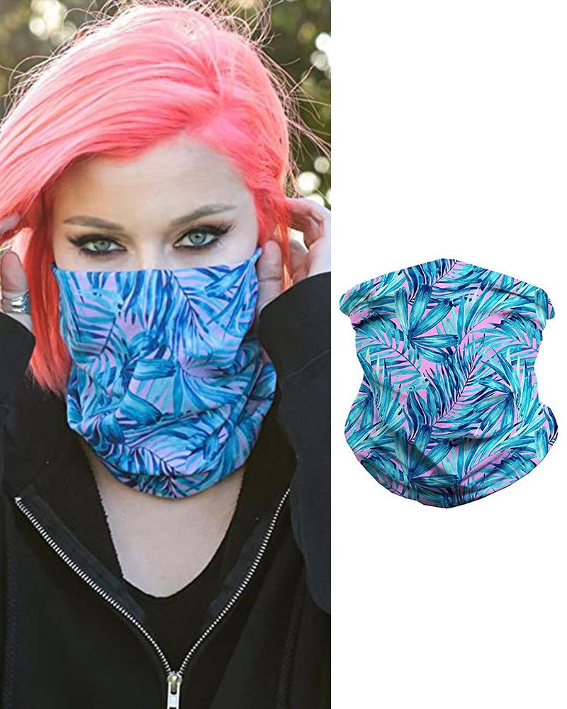 

Leaf Print Breathable Face Bandana Magic Scarf Headwrap Balaclava, Blue