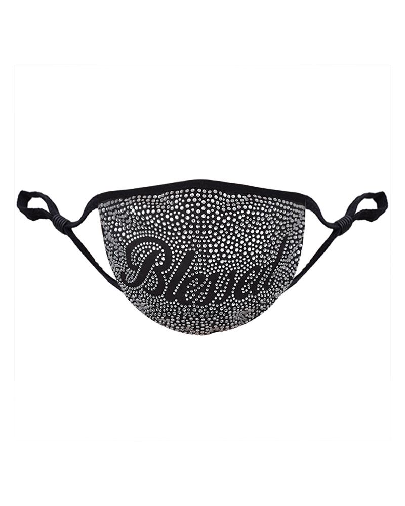 

Letter Pattern Studded Breathable Face Mask, Style1