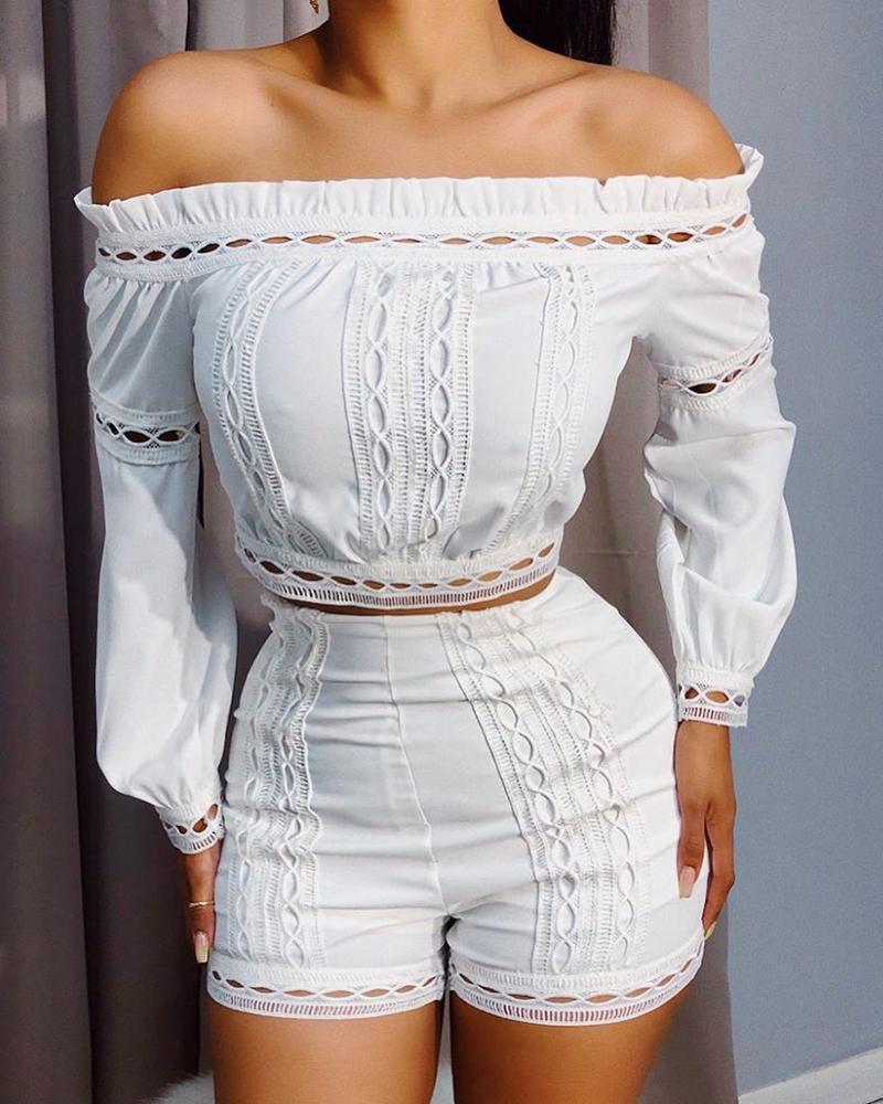 

Off Shoulder White Tops And Shorts