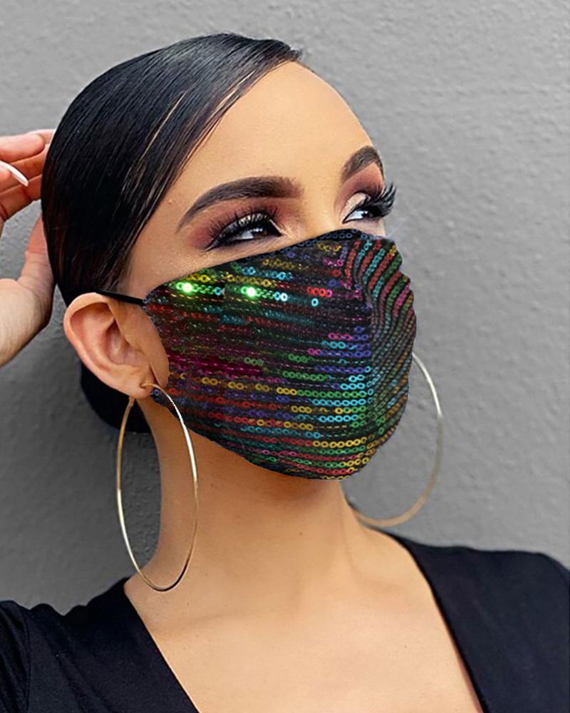 

Sequins Colorblock Breathable Mouth Mask, Multicolor