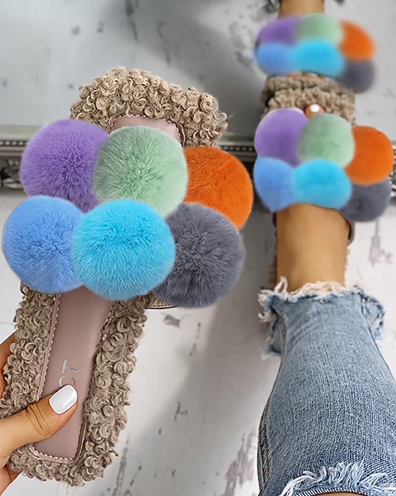 

Colorful Venonat Design Fluffy Casual Flat Sandals