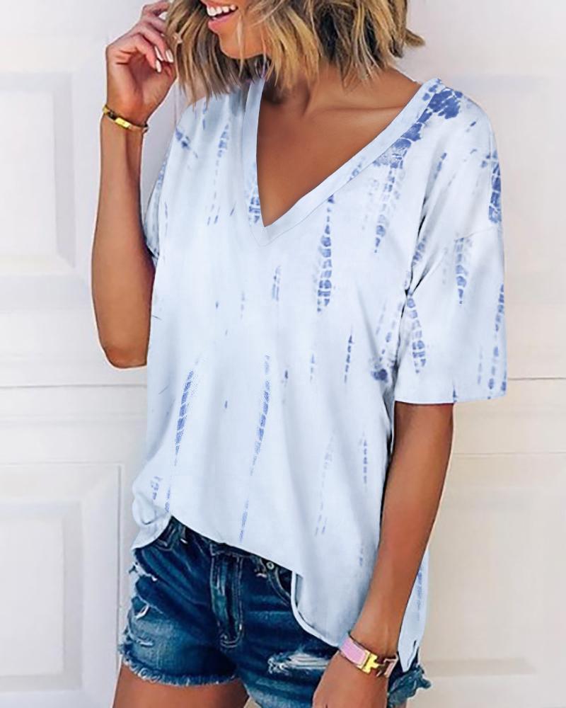 

Tie Dye Print Short Sleeve T-shirt, White