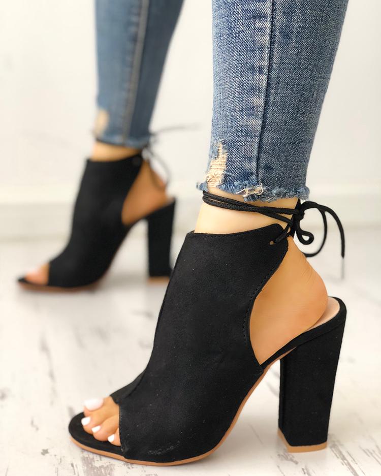 

Solid Slingback Chunky Heeled Sandals