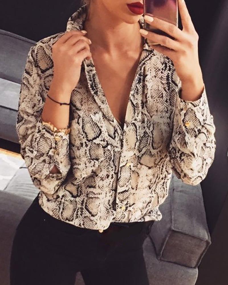 

Button Design Long Sleeve V Neck Shirt, Gray