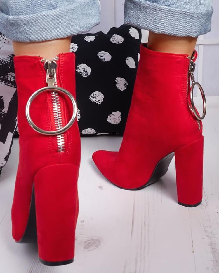 

Solid Pointed Toe Zipper Back Boots