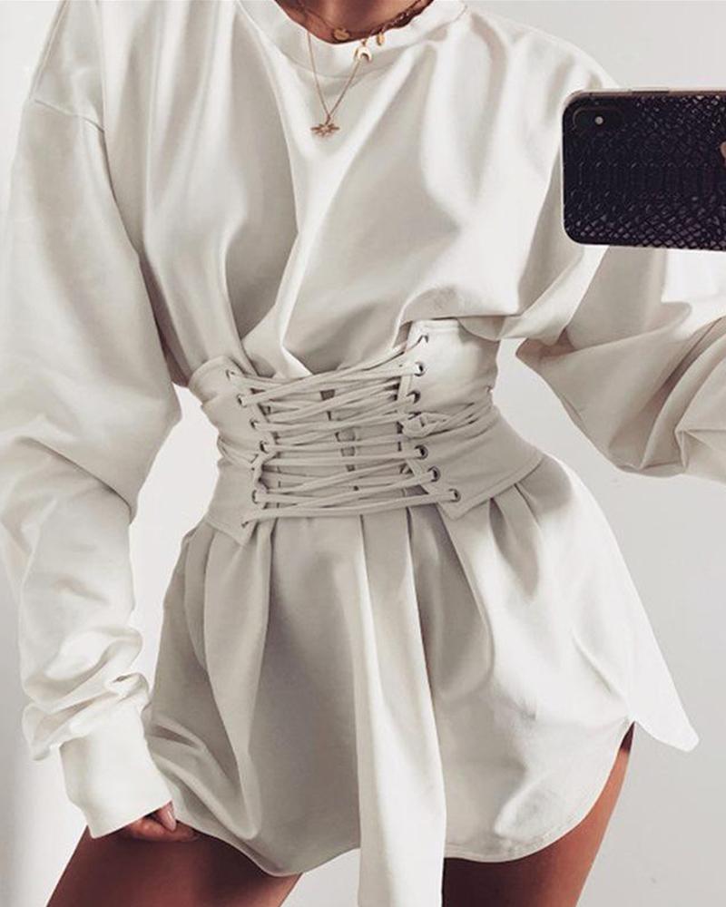 

Corset Tie Waist Mini Dress, White