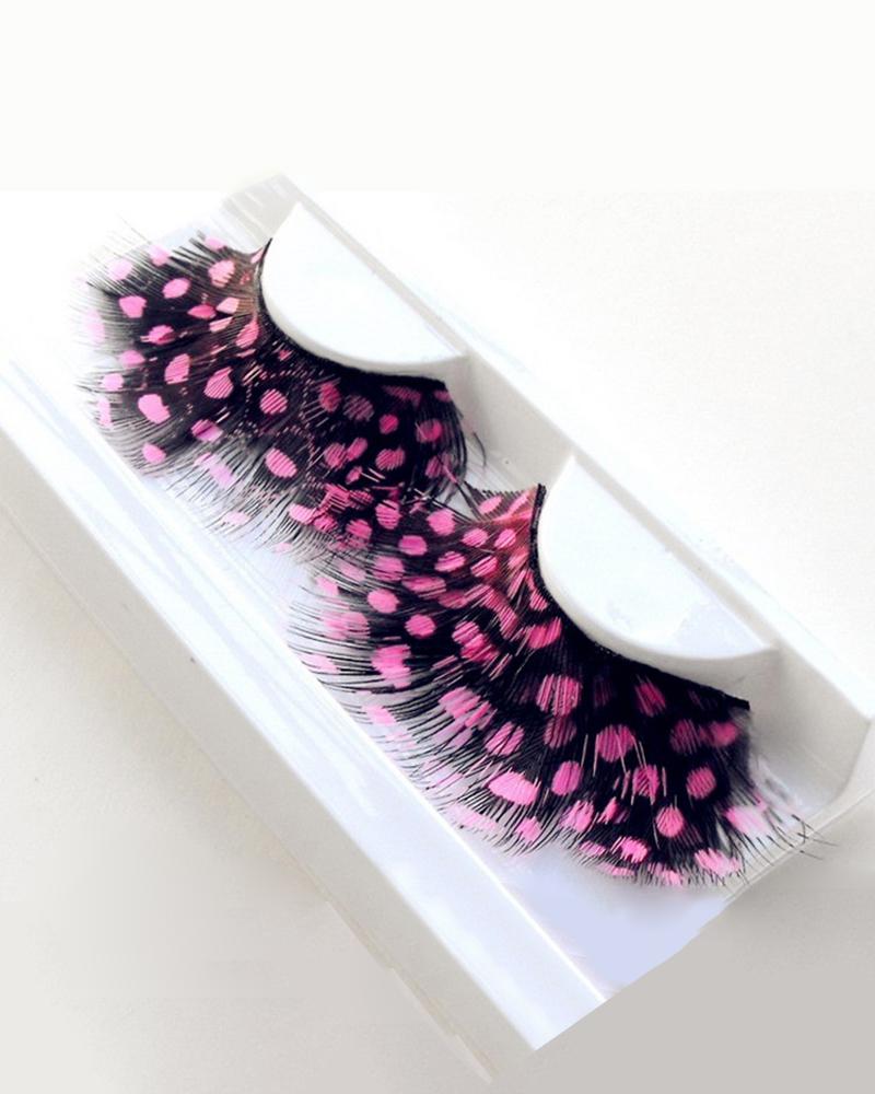 

1Pairs Deluxe Party Feather False Eyelashes, Pink