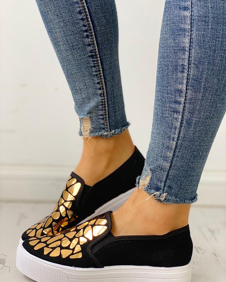 

Sequin Embellished Casual Flat Shoes, Yellow