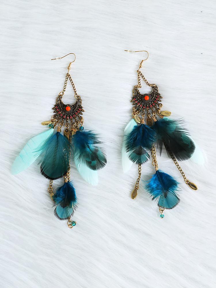 

Feather Long Tassel Bohemian Jewelry Earrings