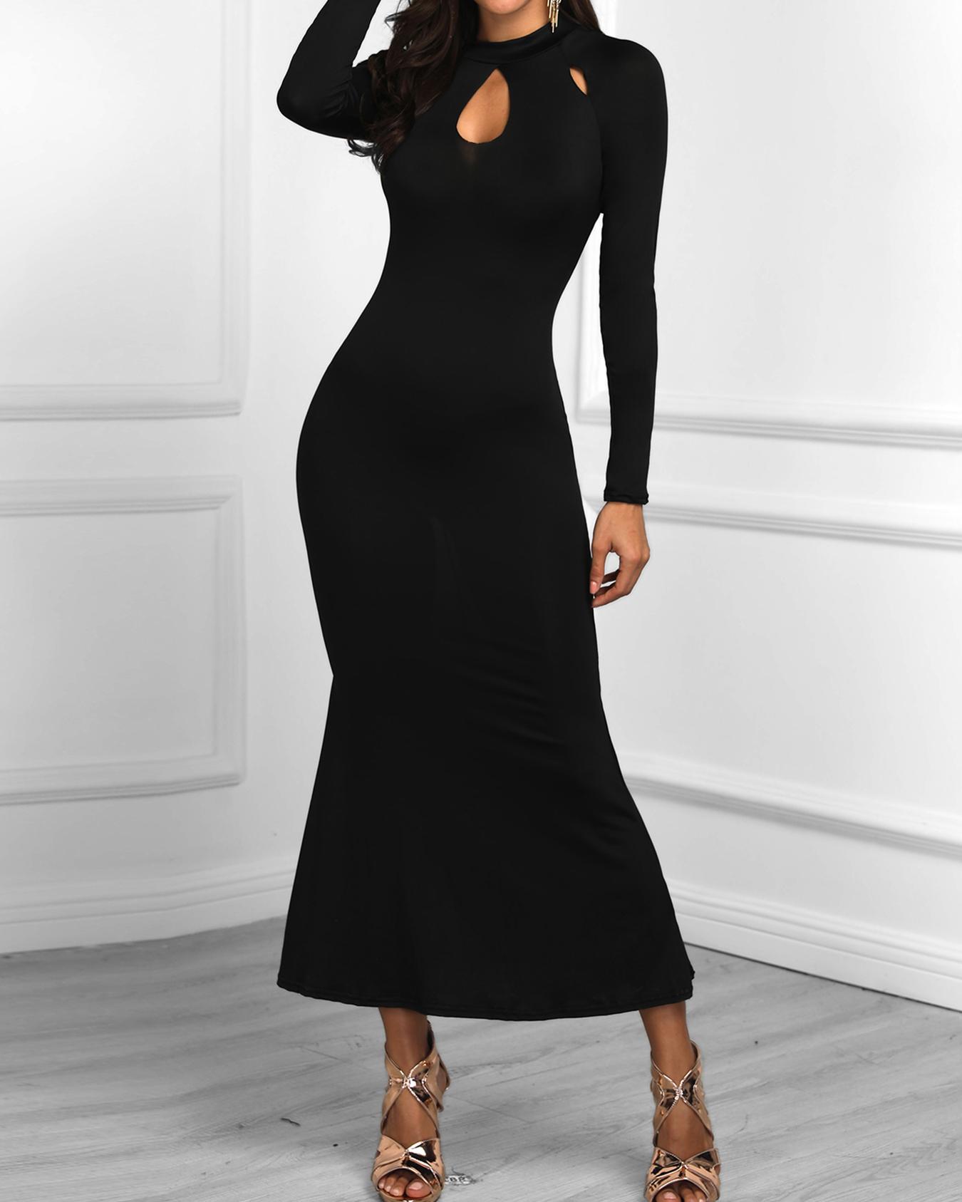 

Cut Out Front Mermaid Maxi Evening Dress, Black