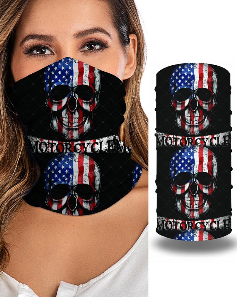 

Skull Print Breathable Face Bandana Magic Scarf Headwrap Balaclava, Dark blue