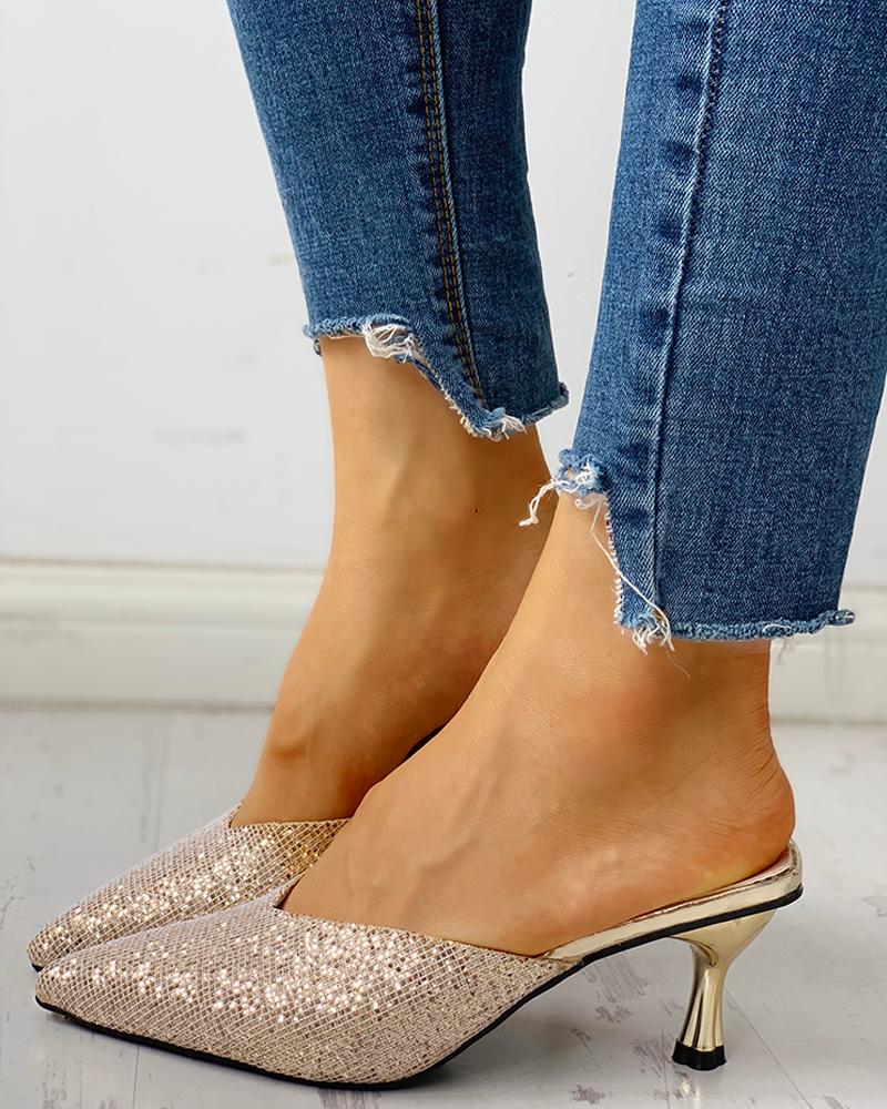 

Glitter Sequins Pointed Toe Thin Heels