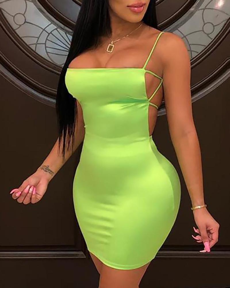 

Off Shoulder Backless Bodycon Halter Dress, Green