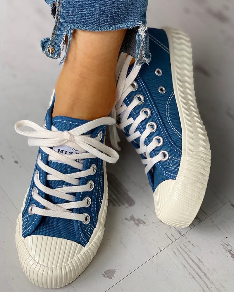

Colorblock Casual Lace-Up Sneakers, Blue