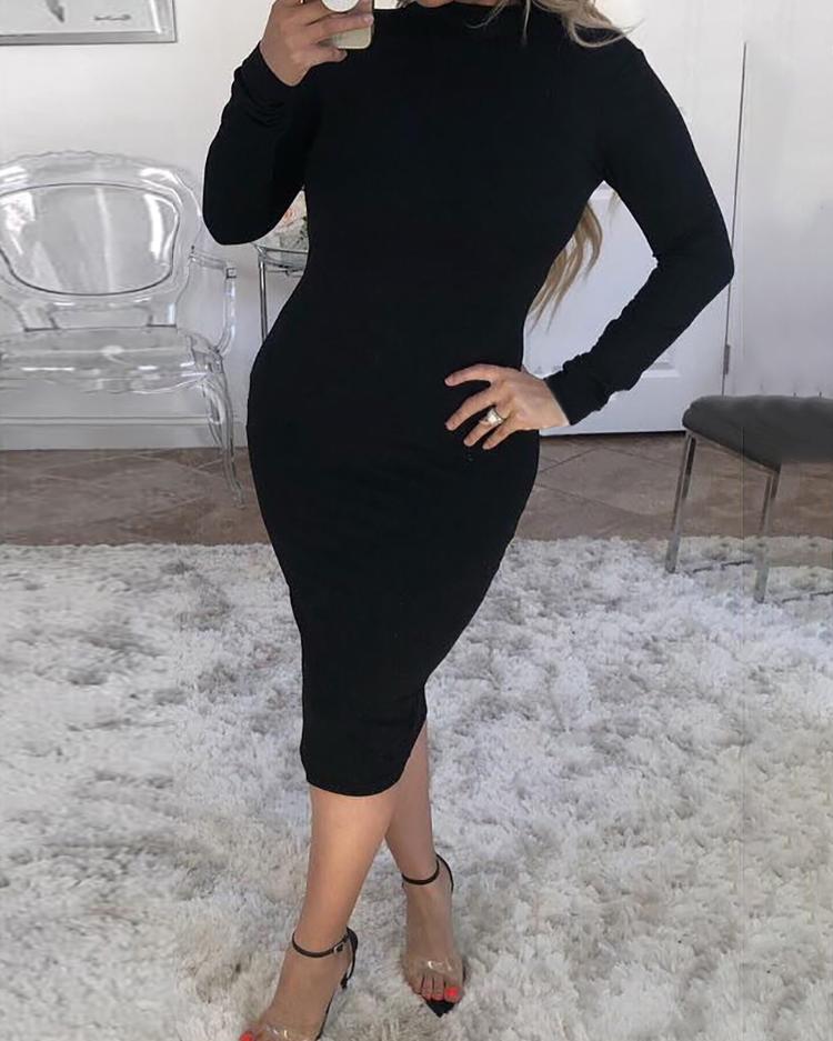 

Open Back Twist Back Midi Dress, Black