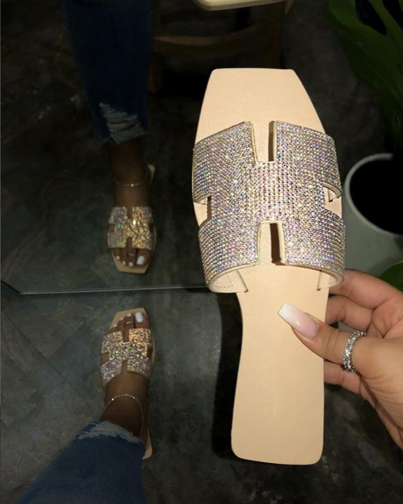 

Casual Open Toe Flat Sandals, Apricot