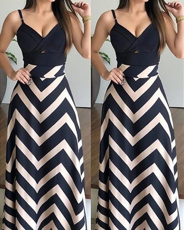 

Chevron Striped High Waist Casual Skirt