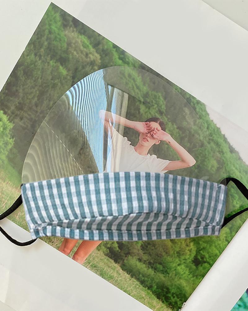 

Grid Animal Print Mouth Clear Window Visible Face Mask, Blue