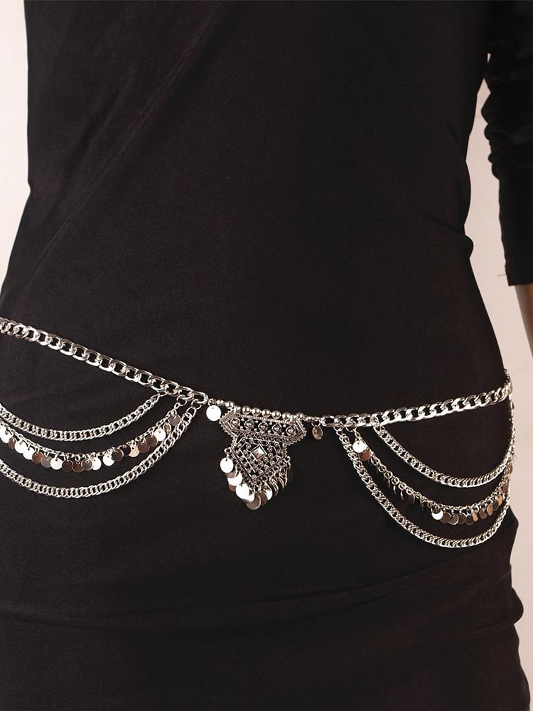 

Women Vintage Pierced Sequin Waist Chain