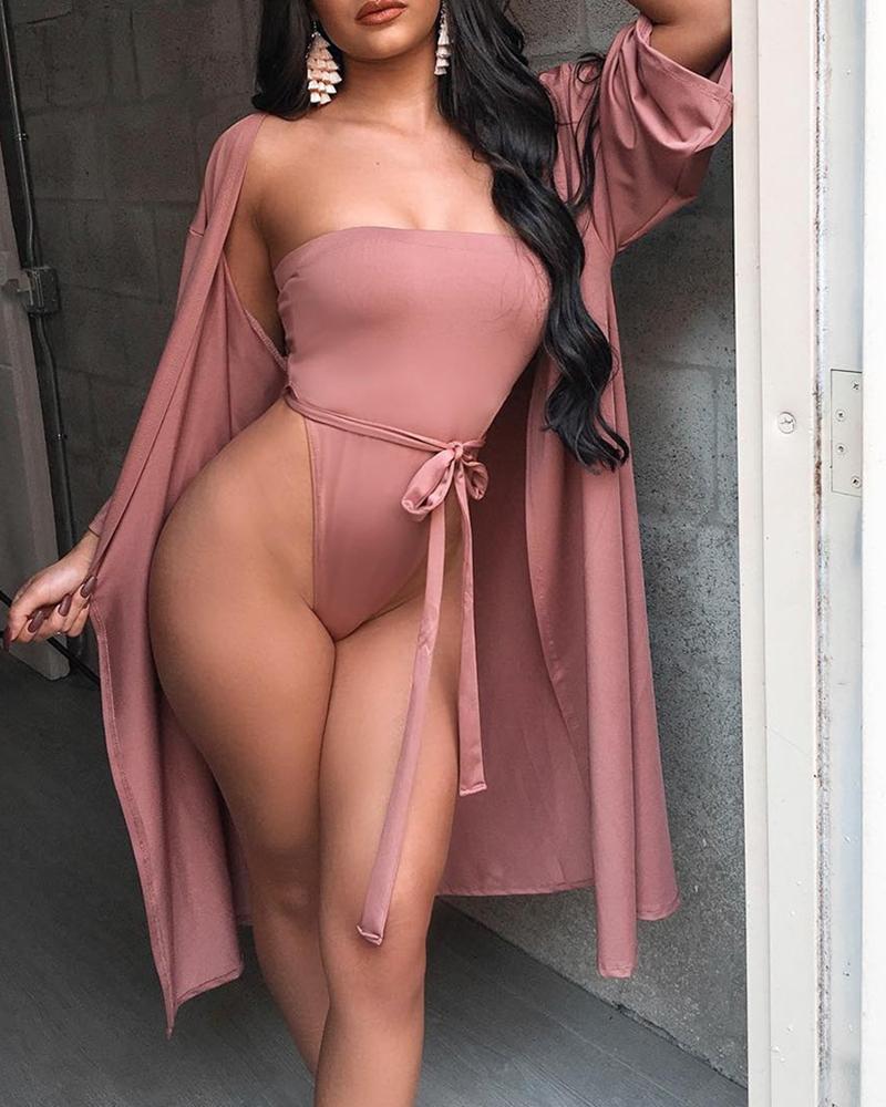 

Long Sleeve Pink Cover Up & Bikini