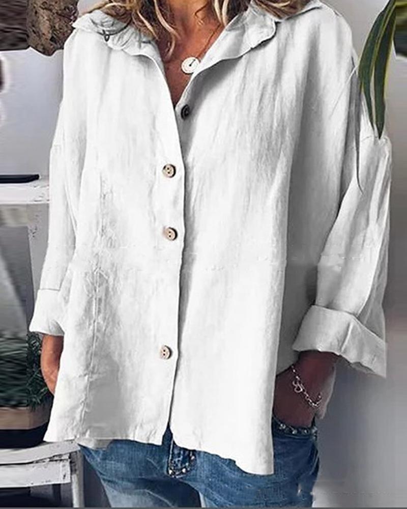 

Long Sleeve Solid Batwing Sleeve Blouse, White