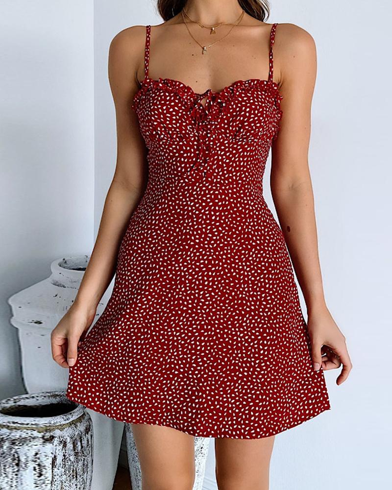 

Dotted Cami Mini Dress, Wine red