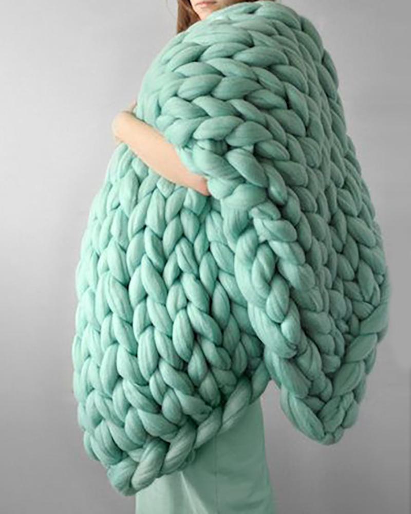 

Plain Soft Handmade Knitting Blanket, Green