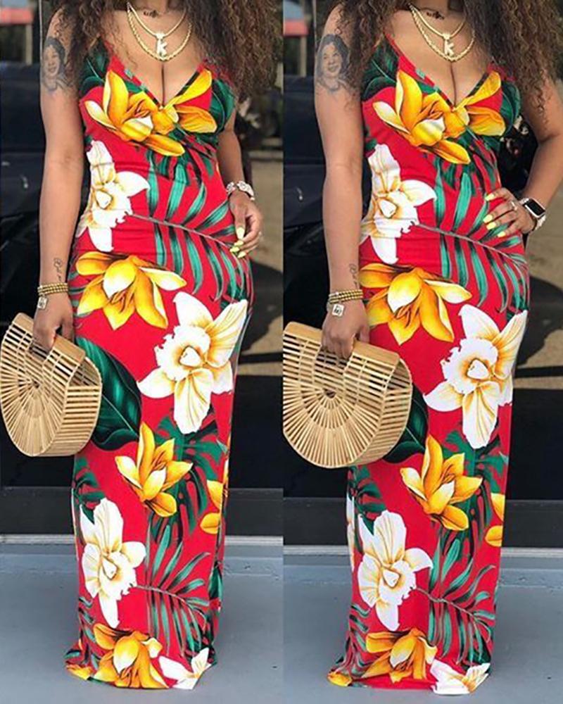 

Floral Print Sling Maxi Dress, Yellow