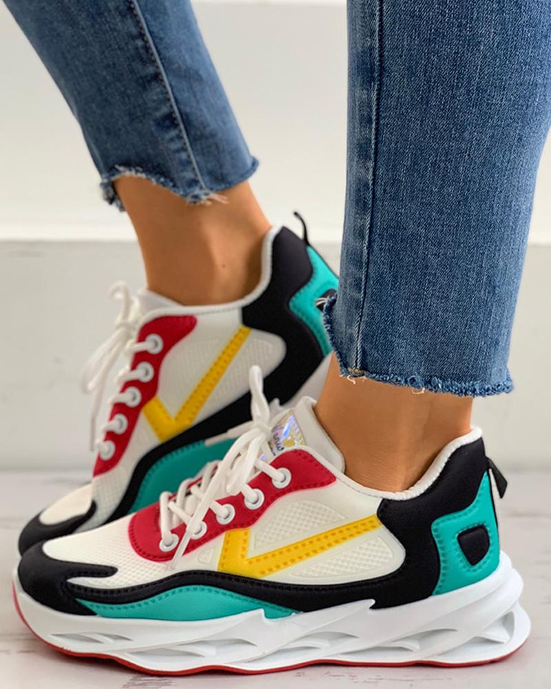 

Colorblock Lace-up Casual Sneaker, Multicolor