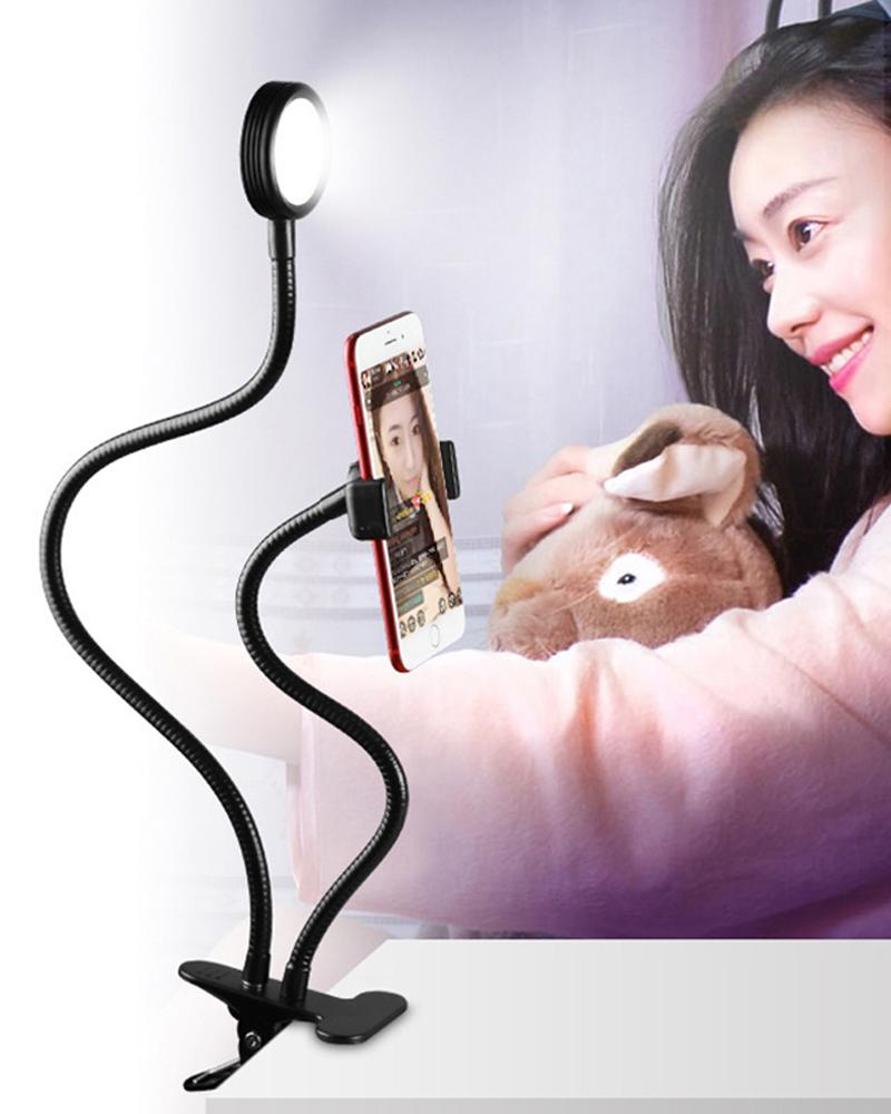 

Selfie Ring Light with Cellphone Holder - Ring Light Stand for Live Stream and Makeup, Black