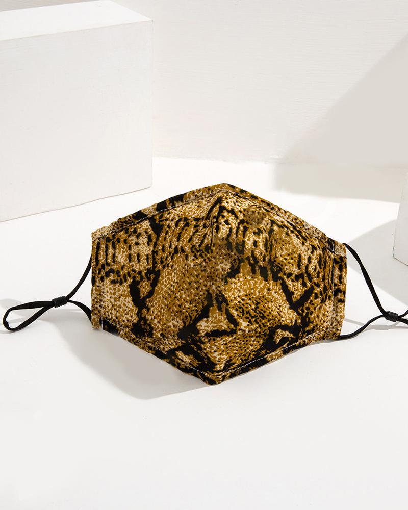 

Snakeskin Print Breathable Face Mask, Yellow