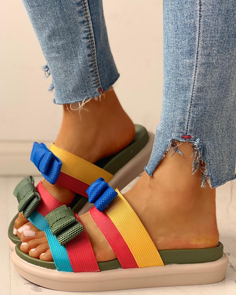 

Colorblock Elastic Casual Sandals, Multicolor