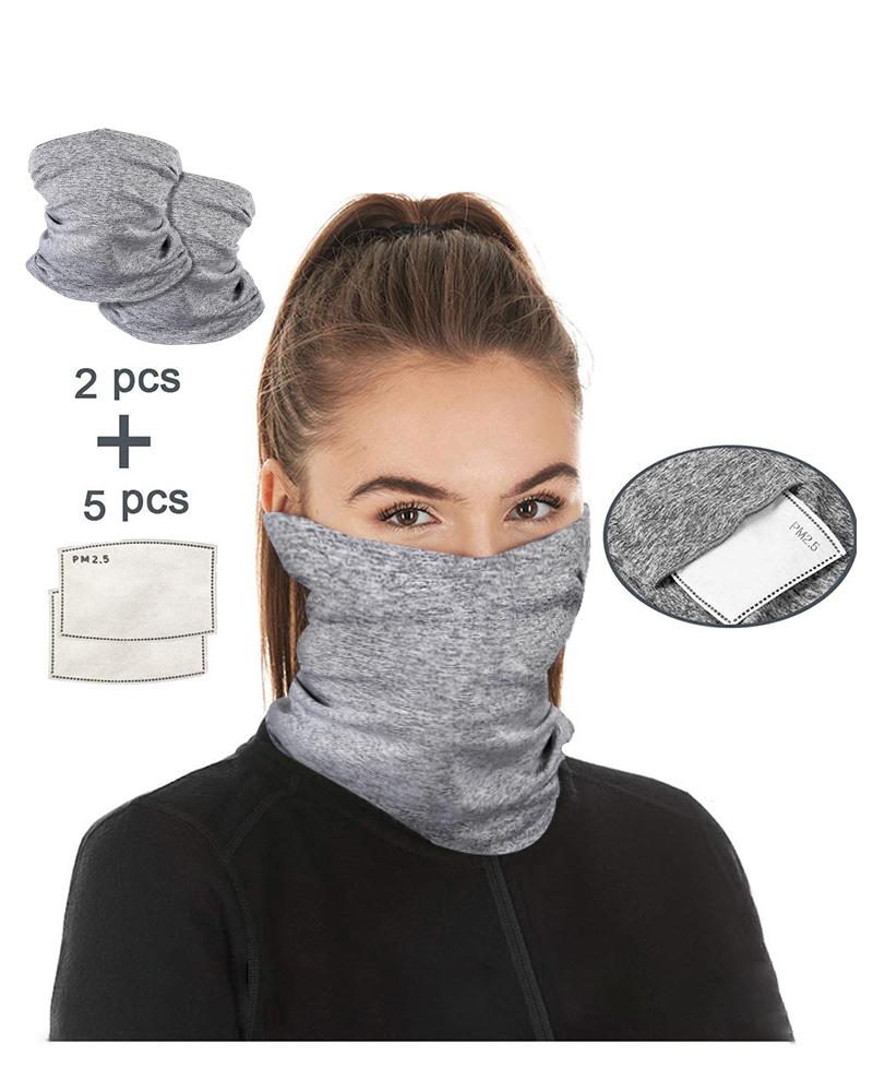 

Breathable Face Bandana Magic Scarf Headwrap Balaclava With 5PCS Replaceable Filter, Gray