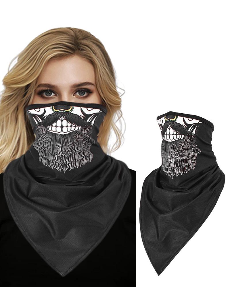

Letter Skull Print Seamless Breathable Face Cover Windproof Motorcycling Dust Outdoors, Style4