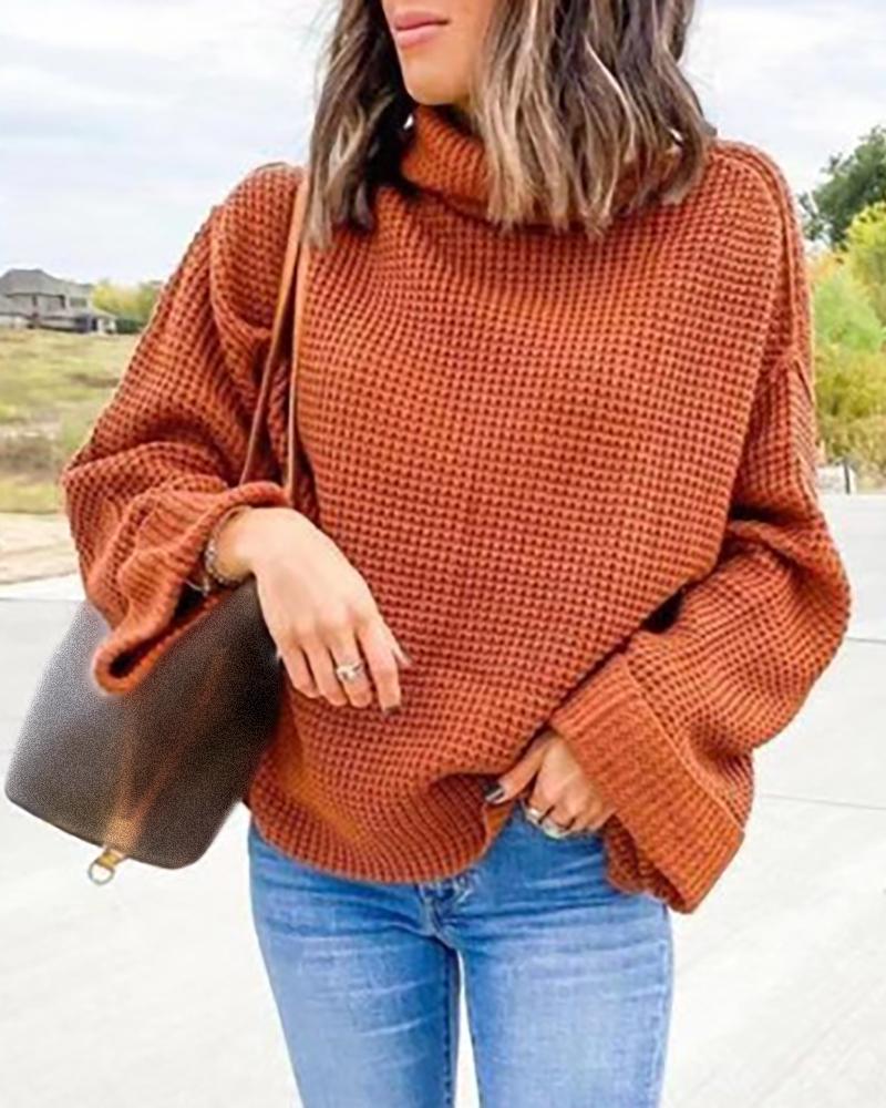 

Plain Long Sleeve Casual Sweater, Khaki