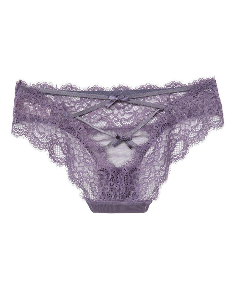 

Eyelash Lace Cutout Lace-up Panty, Purple