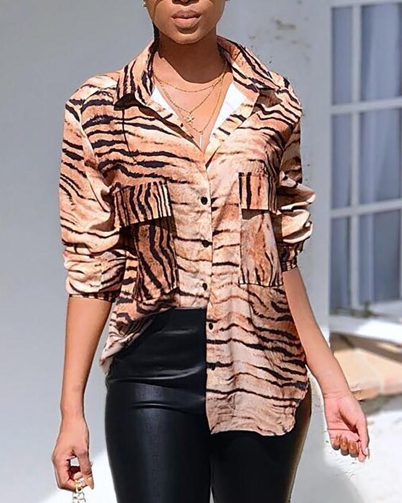 

Tiger Print Long Sleeve Shirt