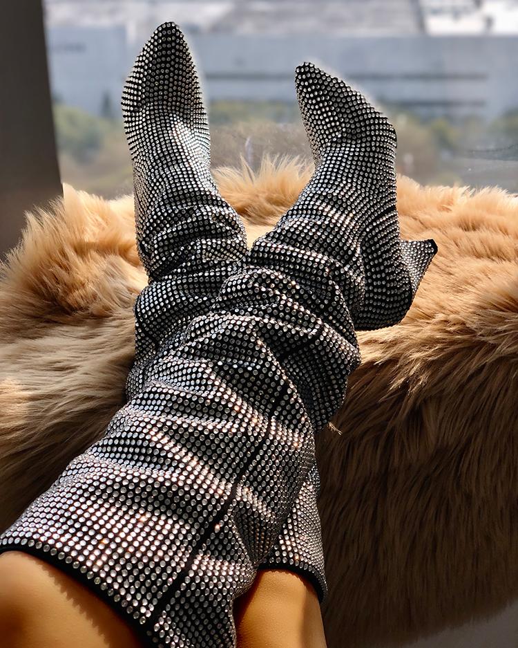 

Glittering Chunky Heeled Boots
