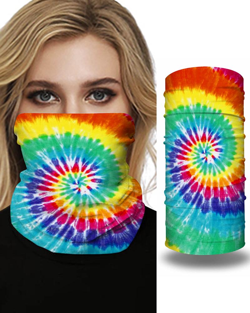 

Tie Dye Grid Print Colorblock Face Bandana Magic Scarf Headwrap Balaclava, Style7