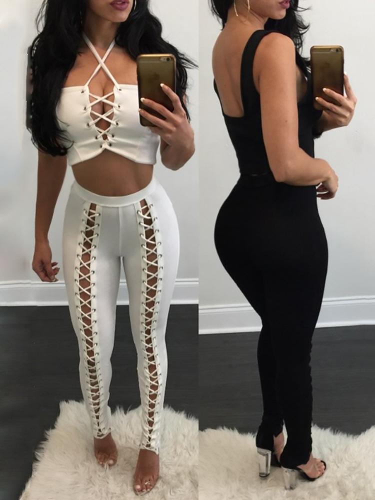 

Stylish Hip Lift Lace-up Skinny Pants