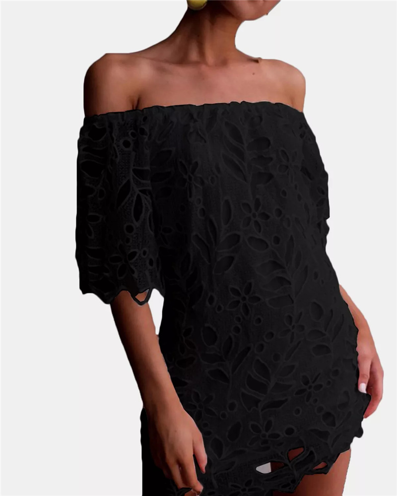 

Off Shoulder Hollow Out Lace Dress