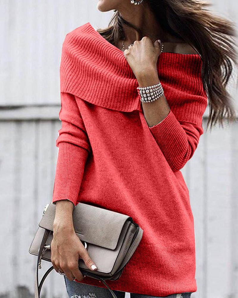 

Solid Off Shoulder Ribbed Knitting Bodycon Dress
