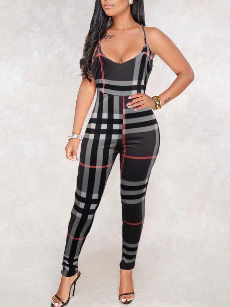 

Plaid Spaghetti Strap Petite Jumpsuit