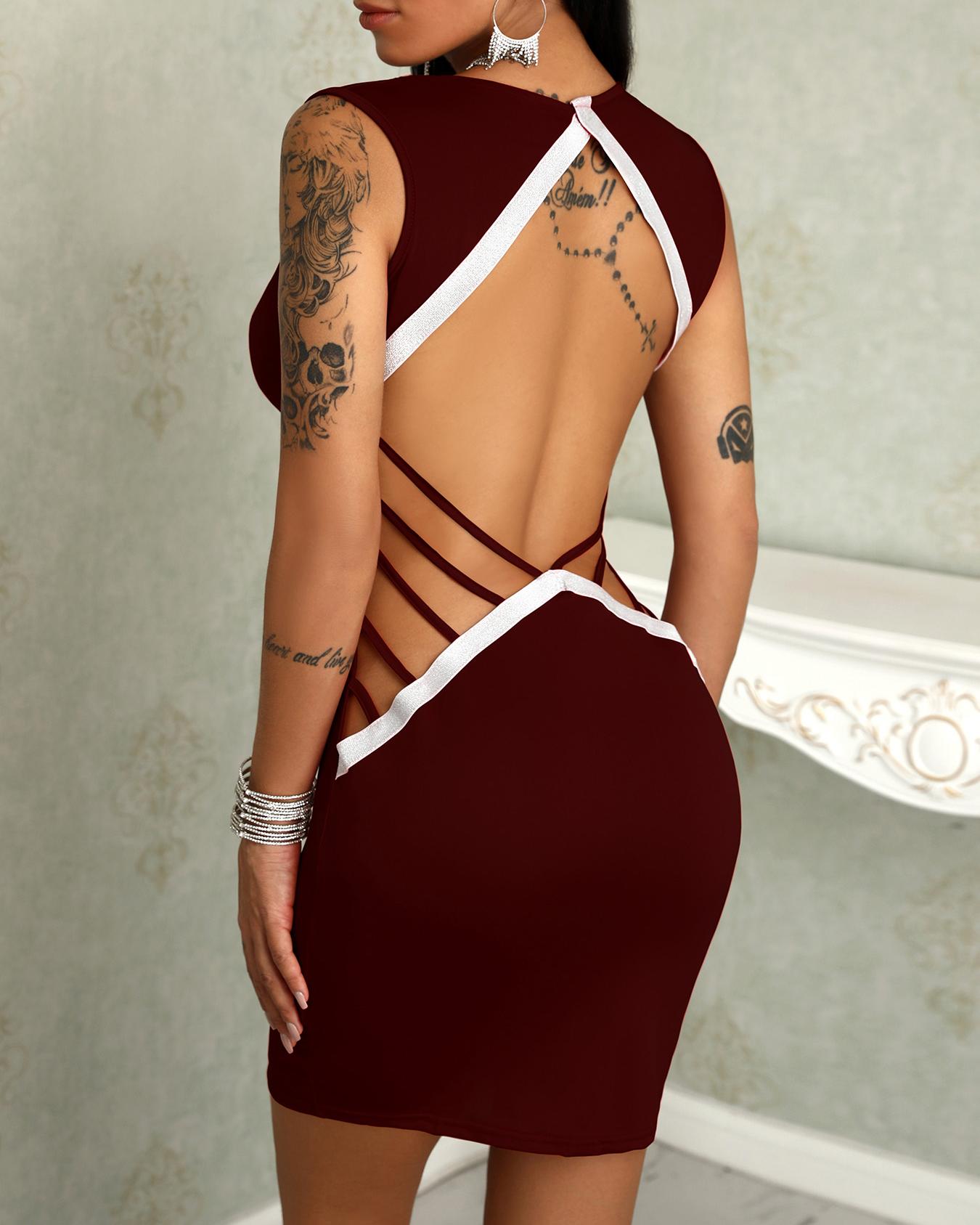 

Deep V Ladder Open Back Slinky Bodycon Dress