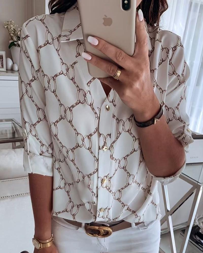 

Chain Print Long Sleeve Casual Shirt