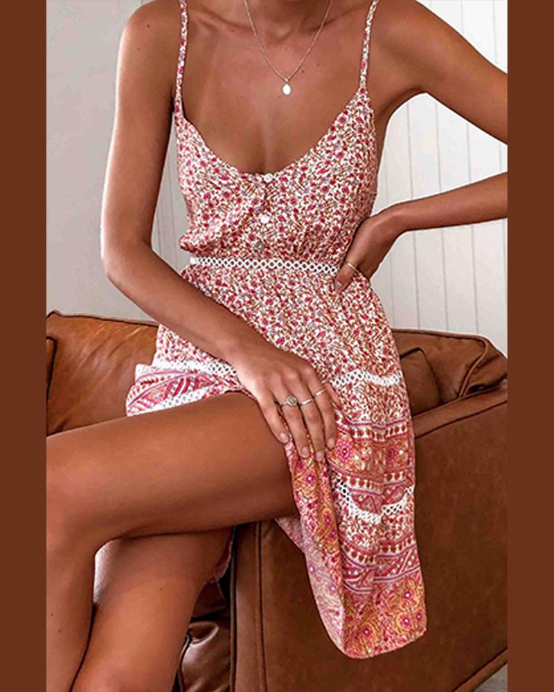 

Floral Spaghetti Strap Mini Dress, Multicolor