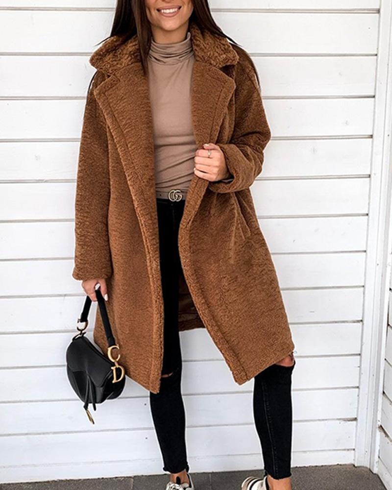

Faux Shearling Open Front Coat